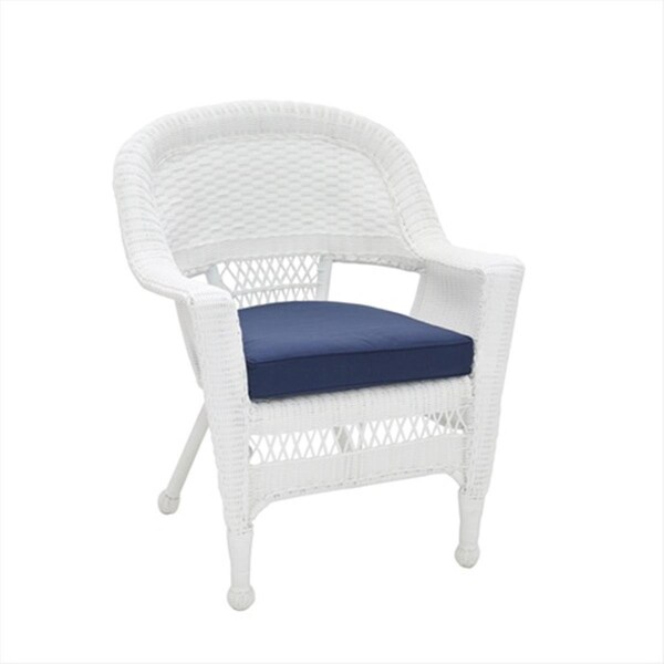 Propation White Wicker Chair With Blue Cushion PR3012840 - main